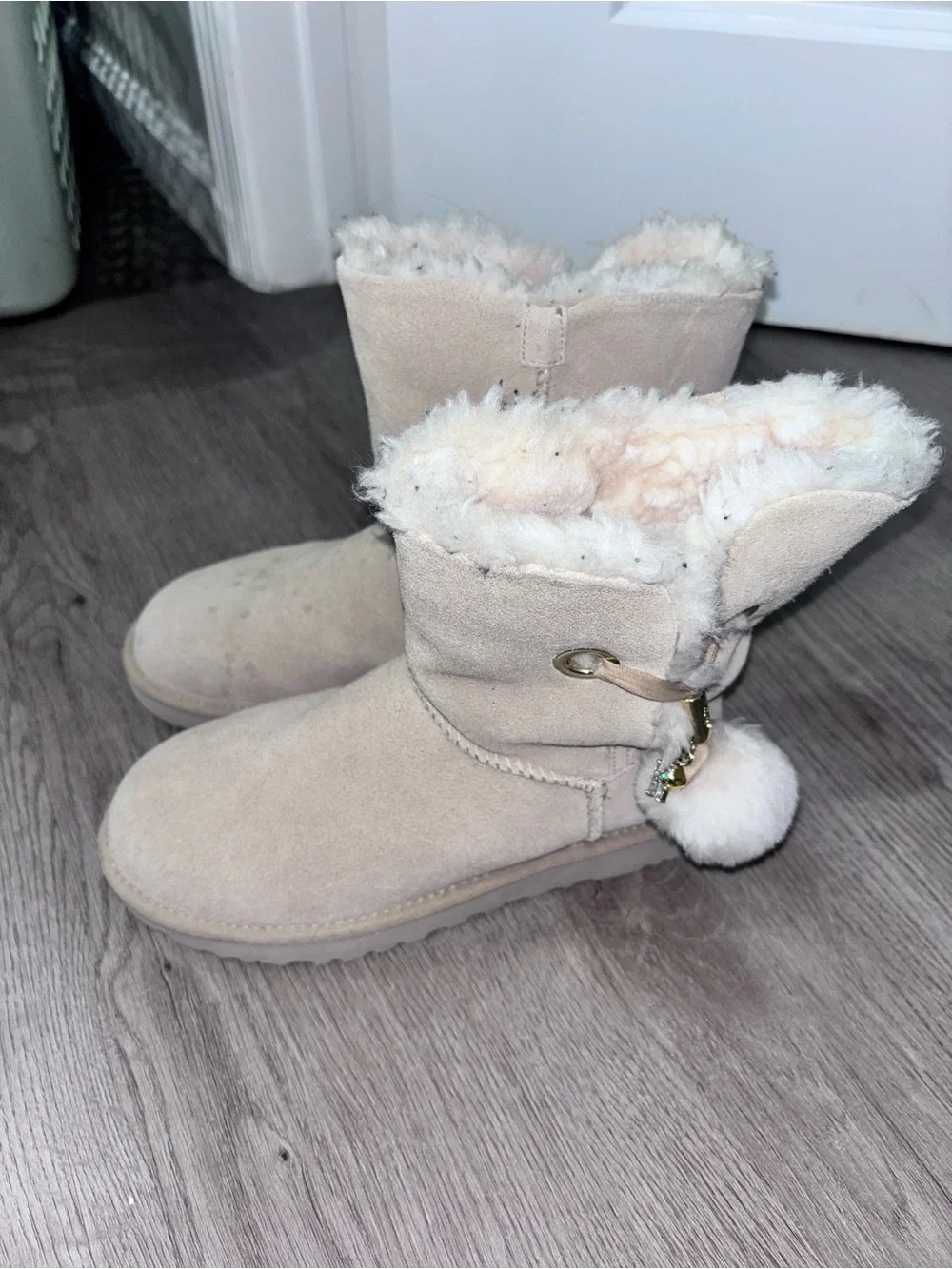 Women's UGGs Cream Boots with pendant detail